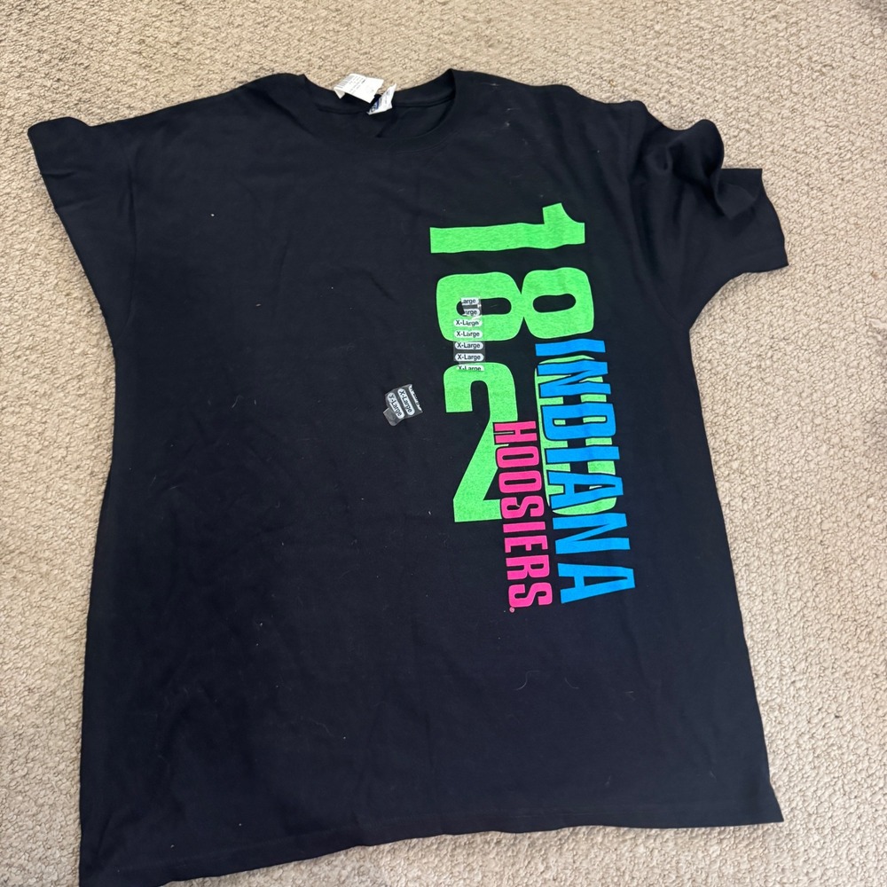 Anvil Indiana Hoosiers 1820 Graphic Tee Black Neon XL NWT